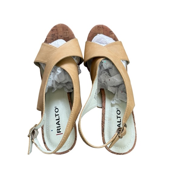 Shoes - Rialto women’s slingback open toe, cork print Heel shoe, size 7 1/2M